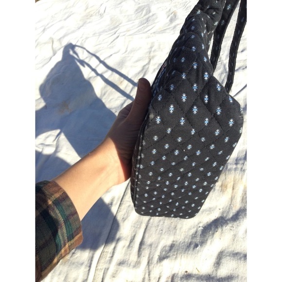 Vera Bradley womens fabric purse satchel 11” 11 in handbag black blue floral - Picture 7 of 16